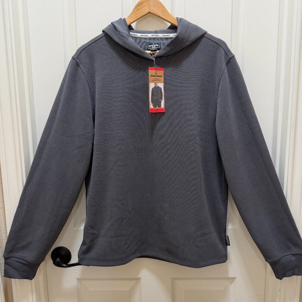 Eddie Bauer Men’s Textured Lounge Hoodie Pullover Size M Gray Soft Pullover NEW